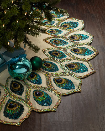 Peacock Christmas Tree Skirt