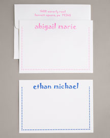 Horchow Personalized Dot-Border Note Cards & Envelopes