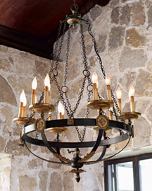 Horchow Handcrafted Black & Gold Chandelier