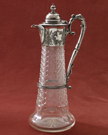 Horchow Engraved and Cut Glass Claret Jug, c. 1885