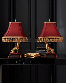 Horchow Pair of Cheetah Lamps