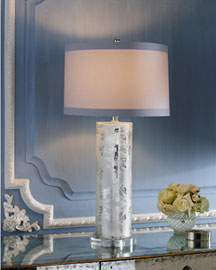 Horchow Damask Etched-Glass Lamp