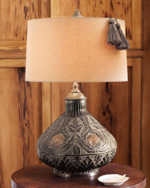 Horchow Embossed Floral Lamp